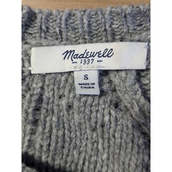 Madewell Womens Grey 100% Merino Wool Full Zip Cardigan Sweater Small Long Sleev - Picture 5 of 6